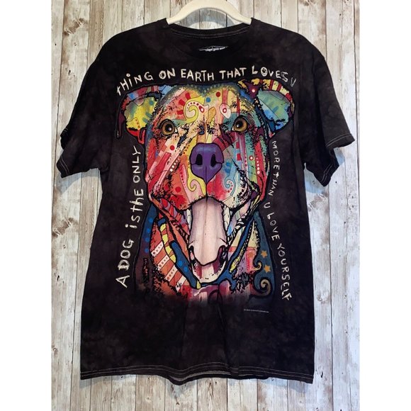 3D Tees Dean Russo Black Pit Bull Graphic Art Tee Shirt Dog Face Size Large - Picture 1 of 7